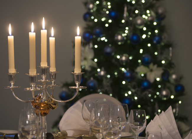 College hall set up for christmas